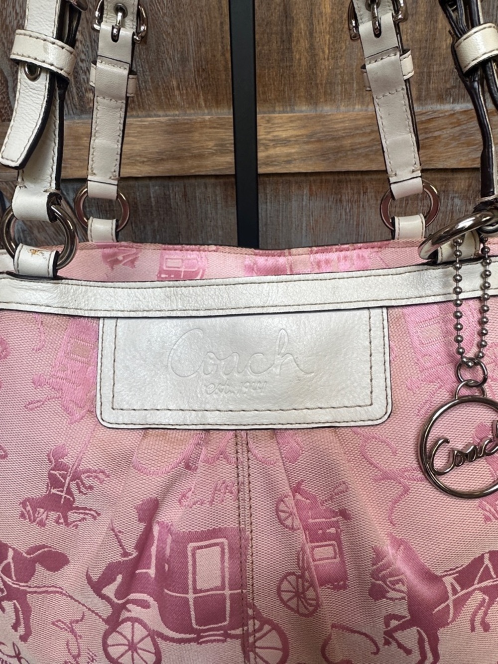 Coach Horse and Carriage Tote with Wallet Light Pink Canvas RARE & HARD TO FIND - Picture 3 of 15